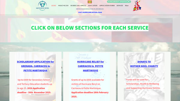Screenshot of the Bishop P. A. Noel Charity website