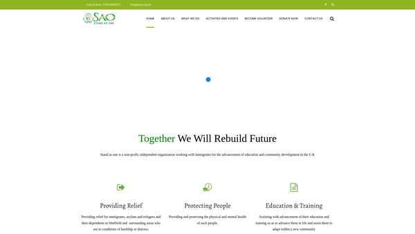 Screenshot of the Stand As One website