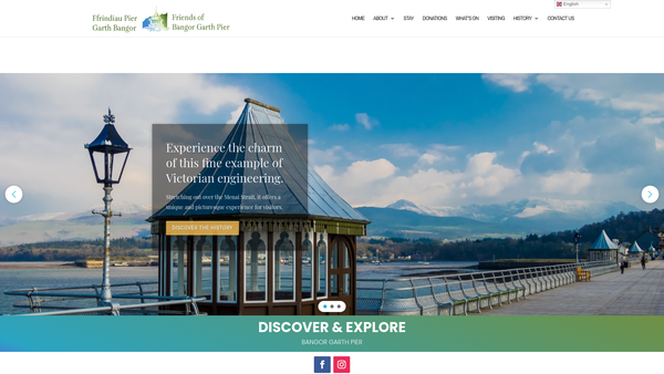 Screenshot of the Friends Of Bangor Garth Pier website