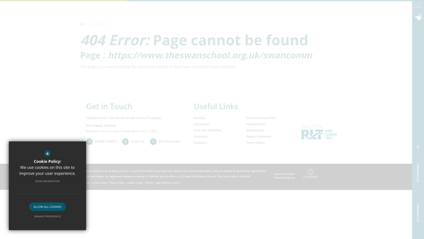 Screenshot of the Swancomm website