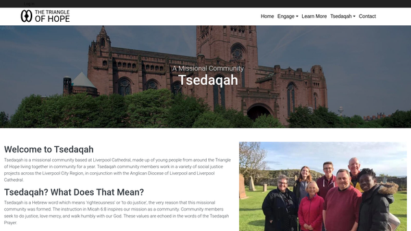 Screenshot of the Tsedaqah House, Liverpool website