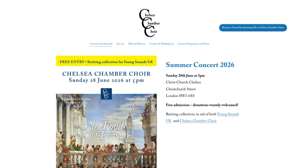 Screenshot of the Chelsea Chamber Choir website
