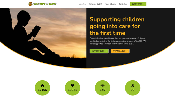 Screenshot of the Comfort U Bags website