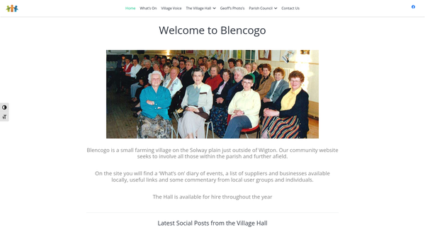 Screenshot of the Blencogo And District Village Hall website