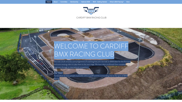 Screenshot of the Cardiff Bmx Racing Club website