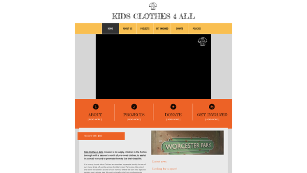 Screenshot of the Kids Clothes 4 All website