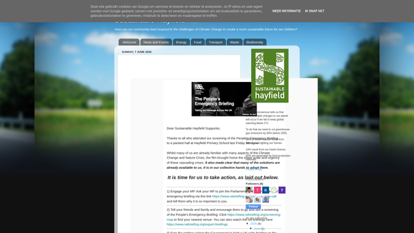 Screenshot of the Sustainable Hayfield website