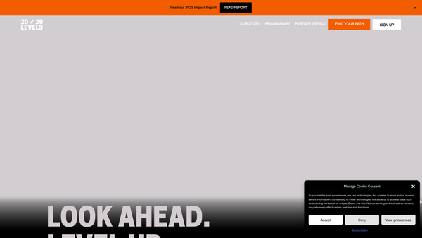 Screenshot of the 2020 Levels website