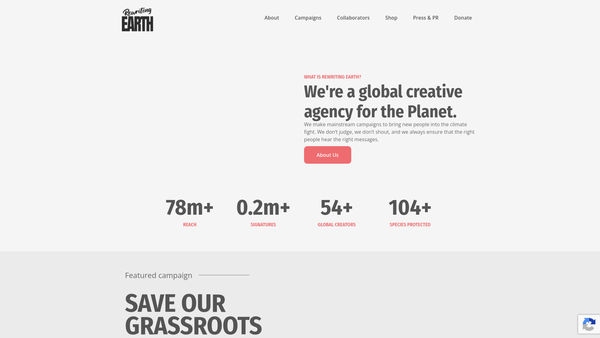 Screenshot of the Rewriting Earth website