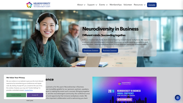 Screenshot of the Neurodiversity In Business website