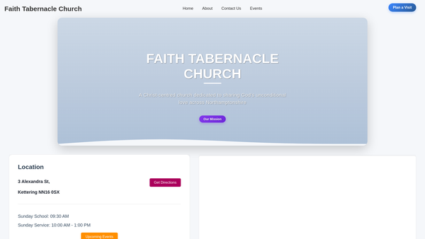 Screenshot of the Faith Tabernacle Church Kettering website