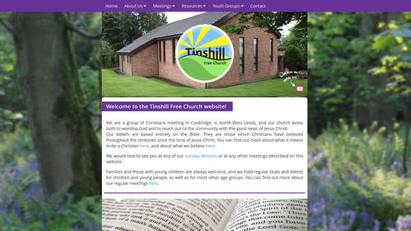 Screenshot of the Tinshill Free Church website