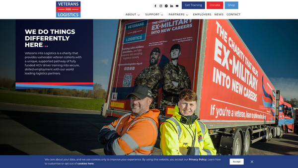 Screenshot of the Veterans Into Logistics website