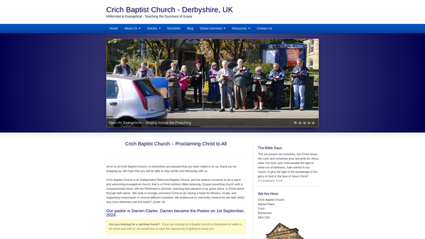 Screenshot of the Crich Baptist Church website