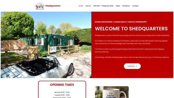 Screenshot of the Shedquarters website