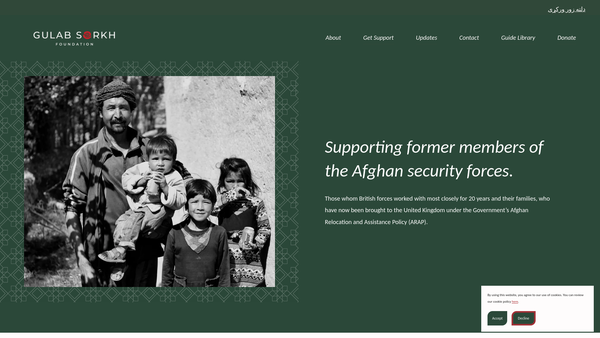 Screenshot of the Gulab Sorkh Foundation website