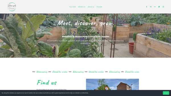Screenshot of the Manor Park Community Garden website
