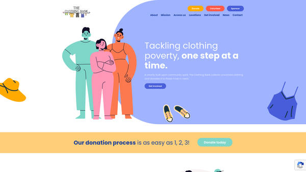 Screenshot of the The Clothing Bank website