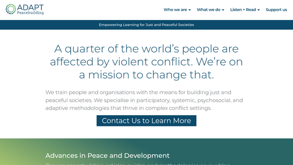 Screenshot of the Adapt Peacebuilding website