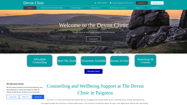 Screenshot of the The Devon Clinic website