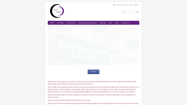 Screenshot of the High Level (Northern) Trust website