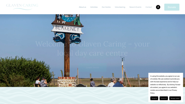 Screenshot of the Glaven Caring CIO website