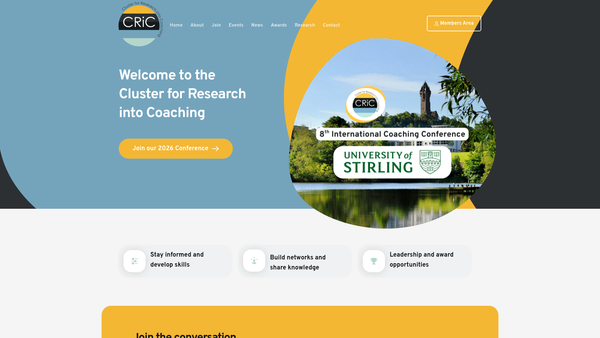Screenshot of the The Cluster For Research Into Coaching website
