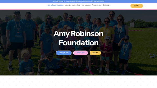 Screenshot of the Amy Robinson Foundation website