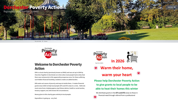 Screenshot of the Dorchester Poverty Action website