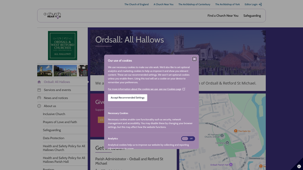 Screenshot of the The Parochial Church Council Of The Ecclesiastical Parish Of Ordsall And Retford St Michaels website