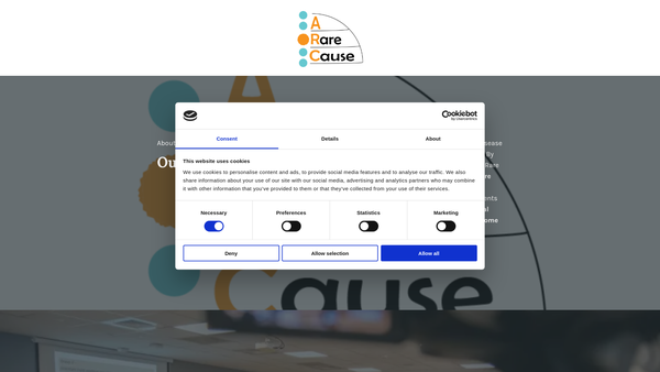 Screenshot of the A Rare Cause website
