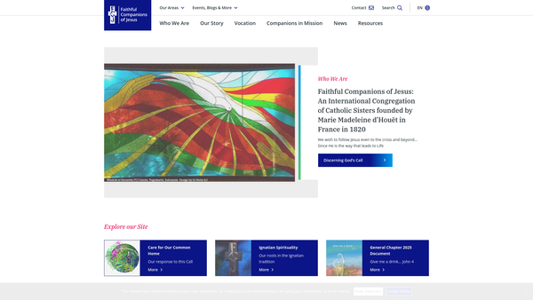Screenshot of the Faithful Companions Of Jesus CIO website