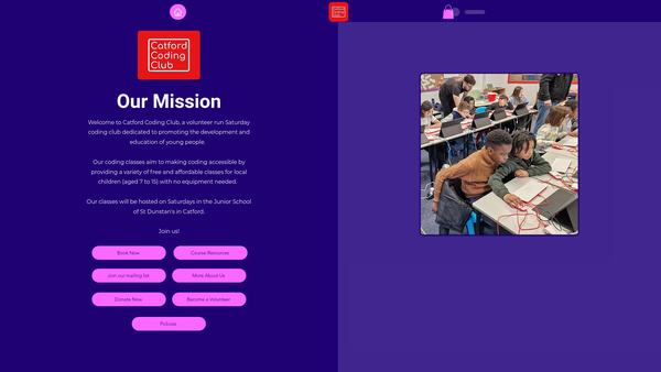 Screenshot of the Holbeach Children's Club website