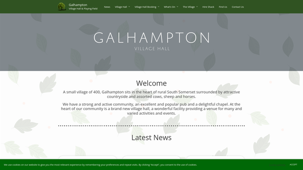 Screenshot of the Galhampton Village Hall And Playing Field CIO website