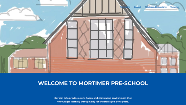Screenshot of the Mortimer Pre-School website