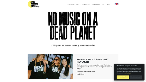 Screenshot of the Music Declares Emergency CIO website