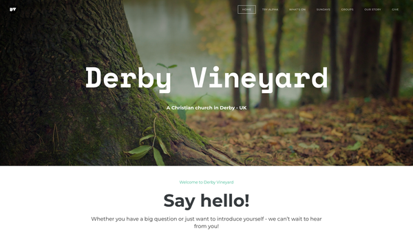 Screenshot of the Derby Vineyard website
