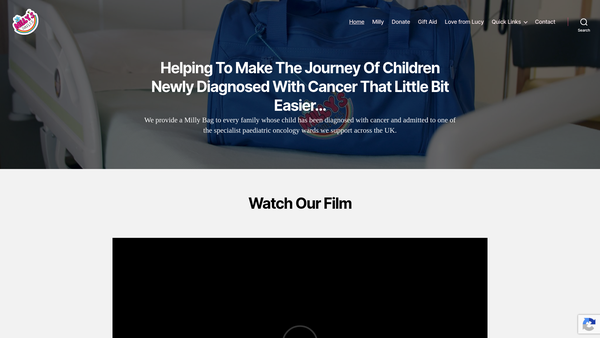 Screenshot of the Milly's Smiles website