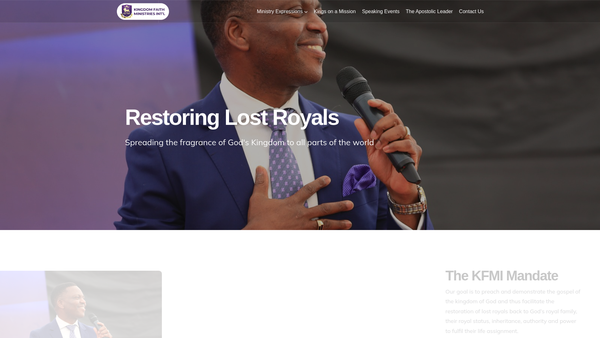 Screenshot of the Kingdom Faith Ministries International website