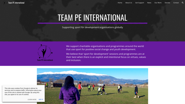 Screenshot of the Team Pe International website