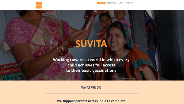 Screenshot of the Suvita UK website