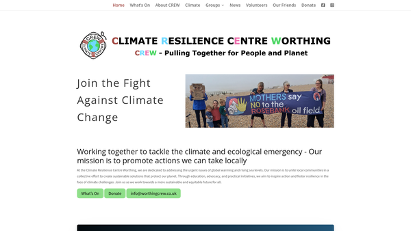 Screenshot of the Climate Resilience Centre Worthing website