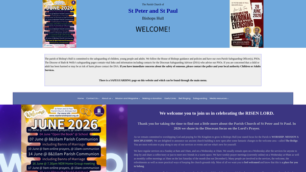 Screenshot of the The Parochial Church Council Of The Ecclesiastical Parish Of St Peter And St Paul Bishop's Hull website