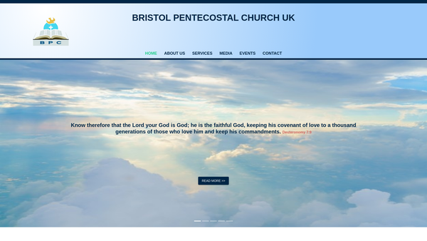 Screenshot of the Bristol Pentecostal Church website
