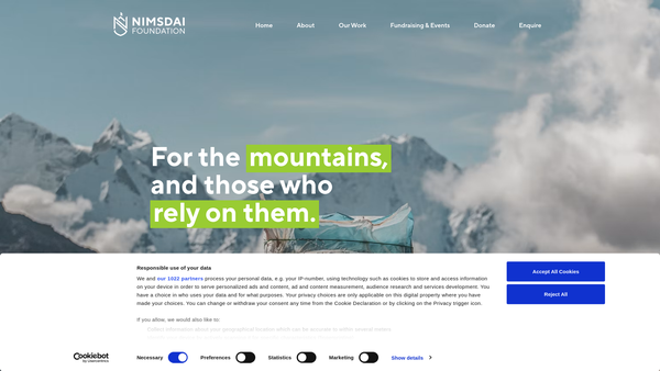 Screenshot of the Nimsdai Foundation website