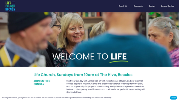 Screenshot of the Life Church Beccles website