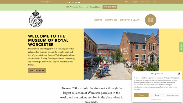Screenshot of the Dyson Perrins Museum Trust website