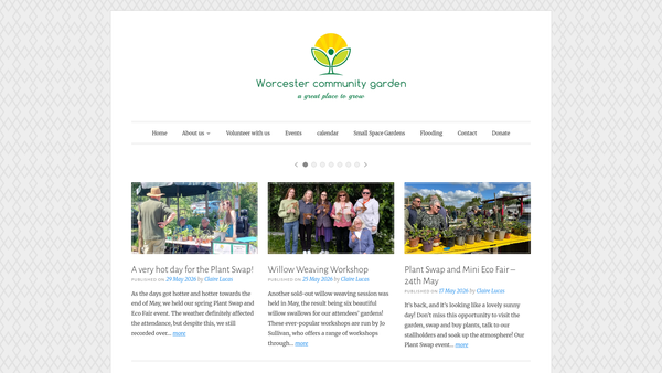 Screenshot of the Worcester Community Garden website