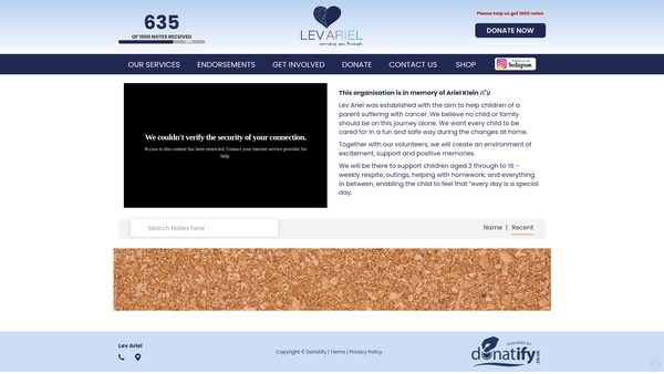 Screenshot of the Lev Ariel website
