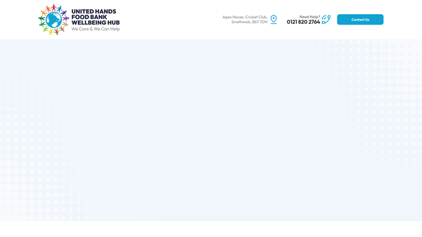 Screenshot of the United Hands Foodbank Wellbeing Hub CIO website